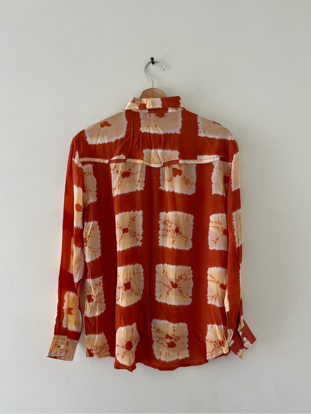 Maison Hotel Tie-Dye Button Down in Rust and Cream. NWT - Picture 4 of 8